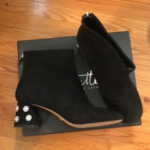 Nanette Lenore Suede Pearl Heel Booties